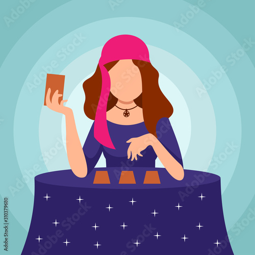 fortune teller reading tarot card vector