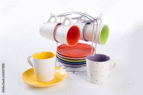 cup or ceramic mug set on the background new.
