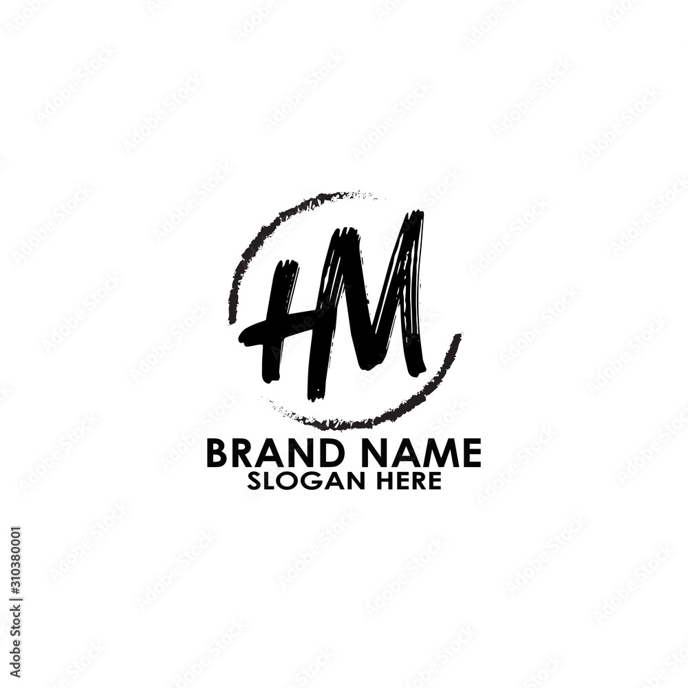 logo letter hm brush vector design logo letter hm brush vector design