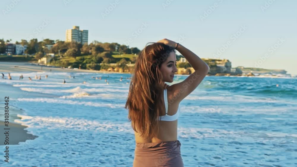White Girl walks around Famous Coogee Beach in Sydney White Girl walks around Famous Coogee Beach in Sydney