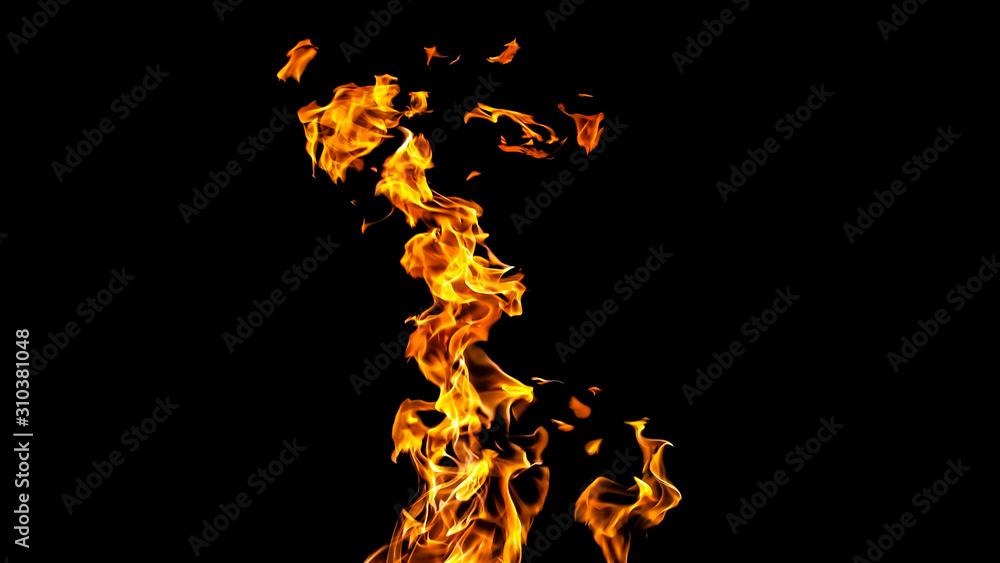 Fire flames on black background. fire on black background isolated. fire patterns