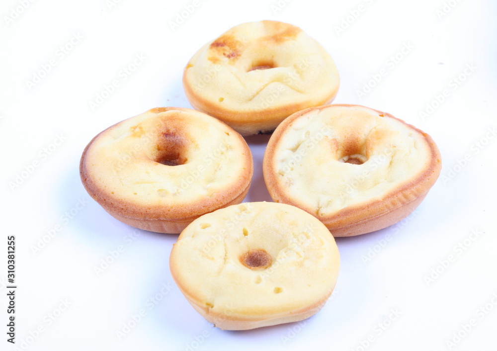 Mini donuts isolated on white