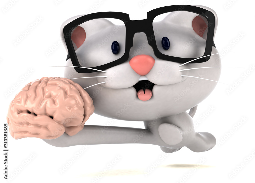 Naklejka premium Fun cat - 3D Illustration