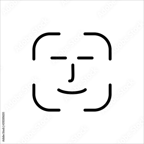 Face recognition mobile id icon asian vector