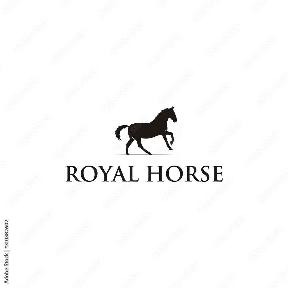 Horseback Knight Silhouette, Horse Warrior Paladin Medieval logo design