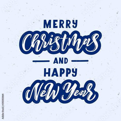 Merry Christmas and happy New Year hand drawn lettering