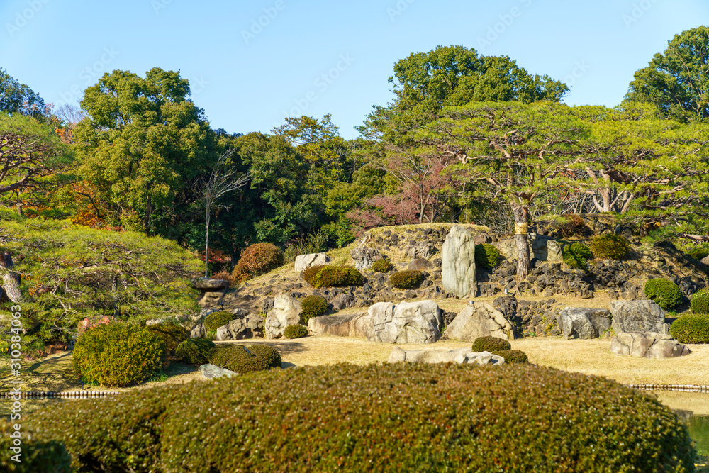 六義園の中の島