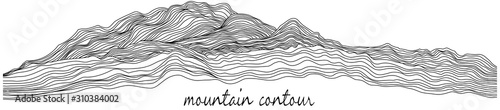 Mountain contour line art vector isolated on white background