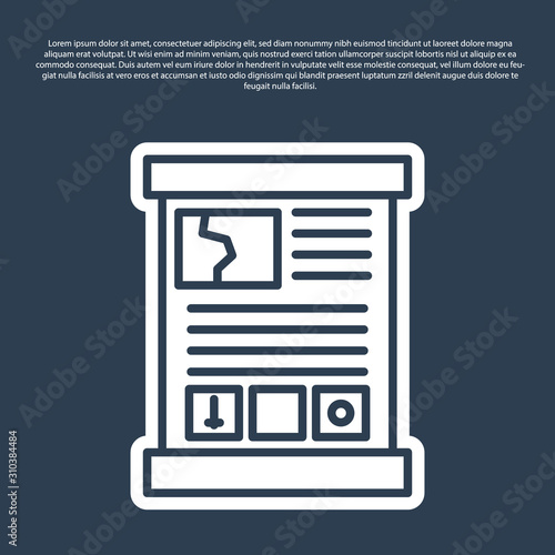 Blue line Game guide icon isolated on blue background. User manual, instruction, guidebook, handbook. Vector Illustration