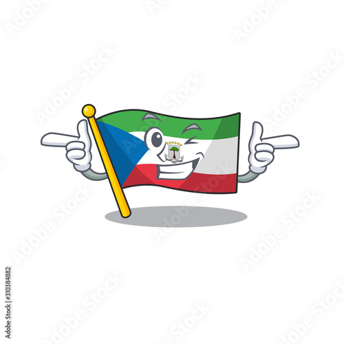 Flag equatorial guinea Scroll mascot cartoon design with Wink eye