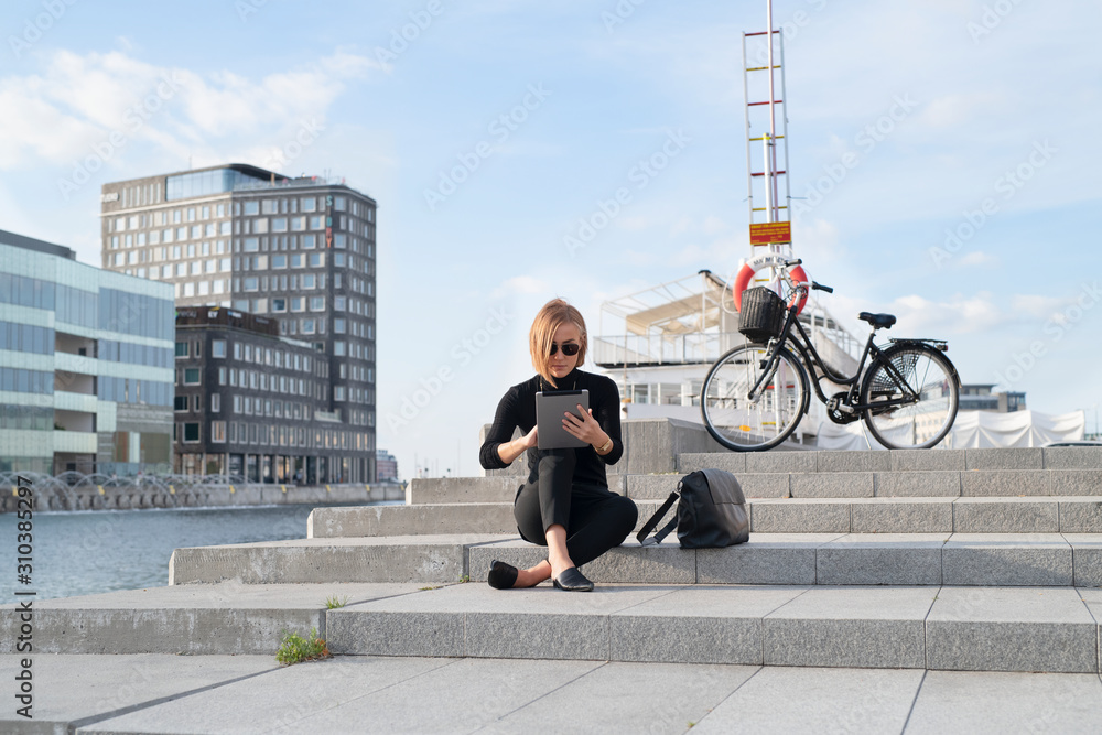 Woman using digital tablet Woman using digital tablet