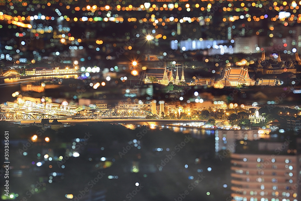 Bangkok cityscape. Bangkok night view with bokae at twilight time