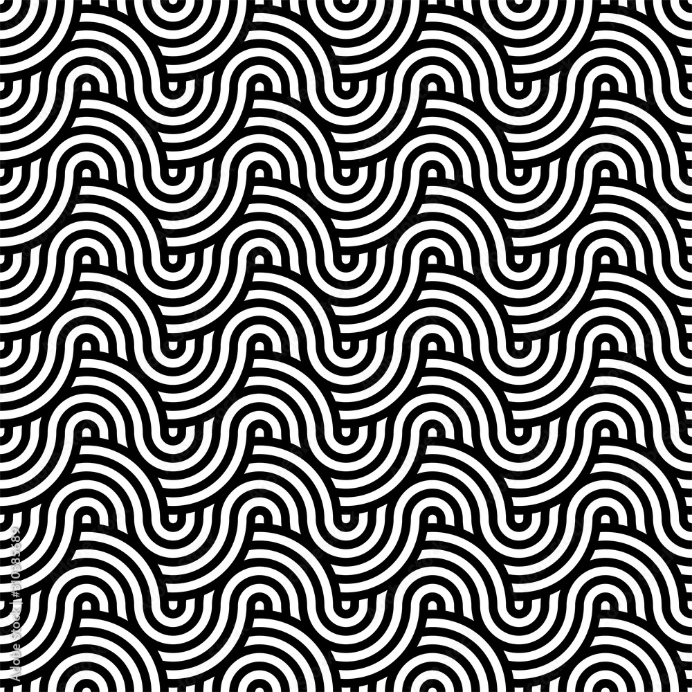 Abstract background in black and white with wavy lines pattern Abstract background in black and white with wavy lines pattern