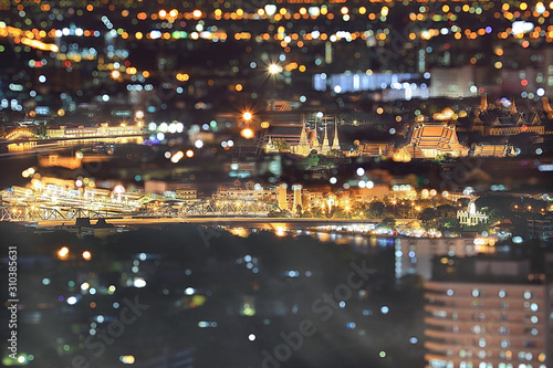 Bangkok cityscape. Bangkok night view with bokae at twilight time