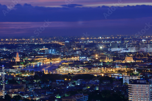 Bangkok city and Grand palace at twilight time Thailand