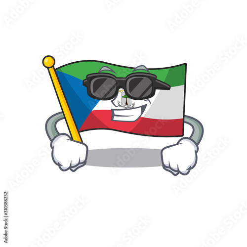 Super cool flag equatorial guinea Scroll character with black glasses