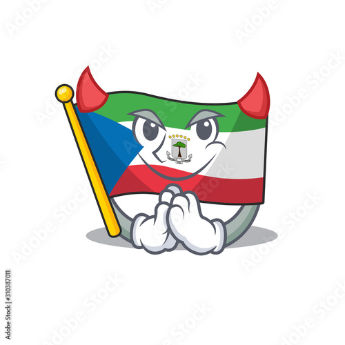 Devil Cartoon character of flag equatorial guinea Scroll design