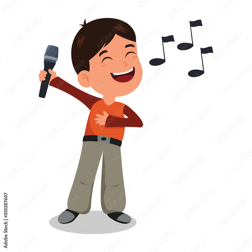 a vector illustration of the boy sing a song Векторный объект Stock | Adobe  Stock