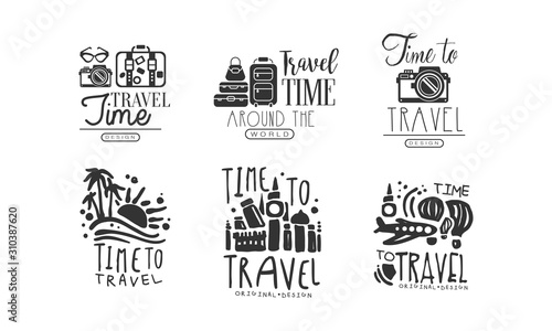 Time to Travel Labels or Logos Original Design Vector Set