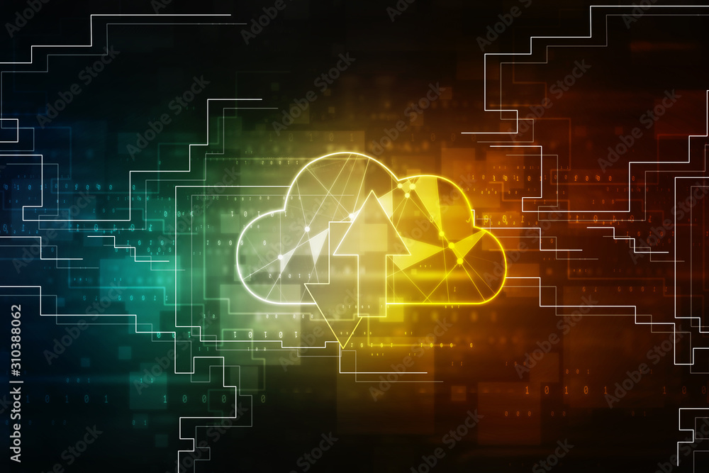 2d illustration Cloud with uploading downloading arrow 2d illustration Cloud with uploading downloading arrow