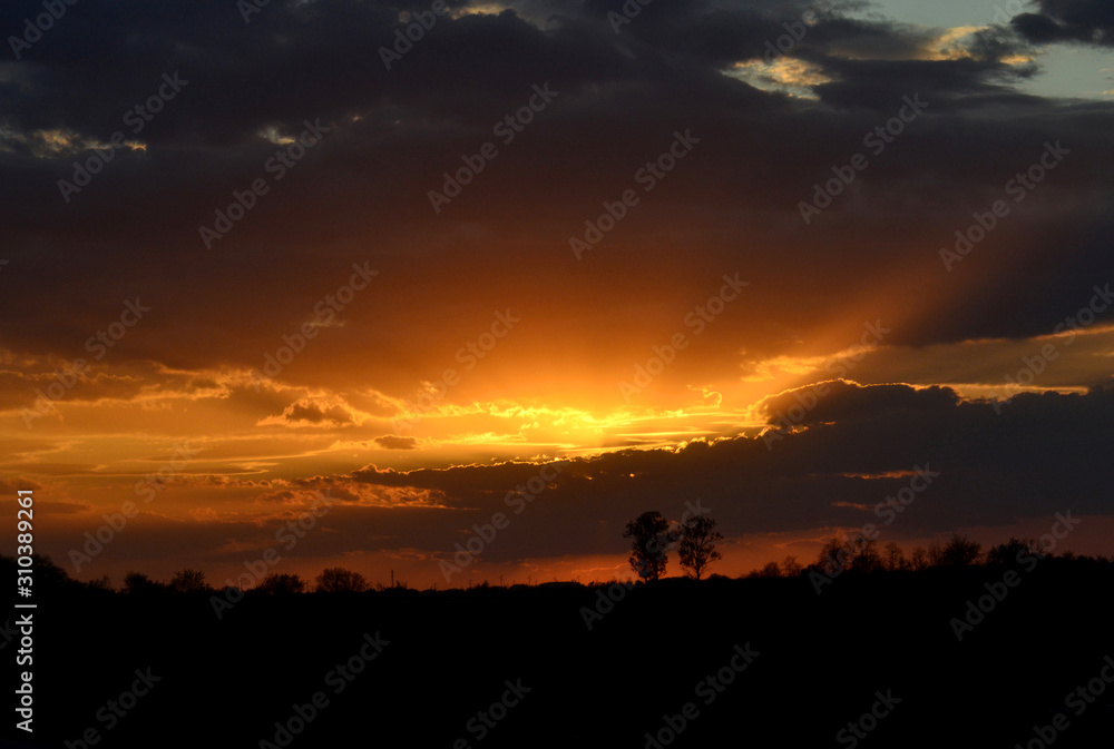 Sunset in the plain near Zrenjanin Sunset in the plain near Zrenjanin