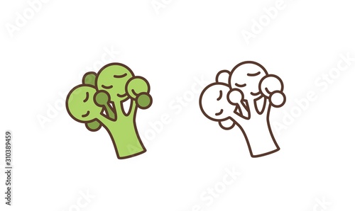 Raw broccoli linear vector icon. Fresh organic vegetable, delicious vegan foo...