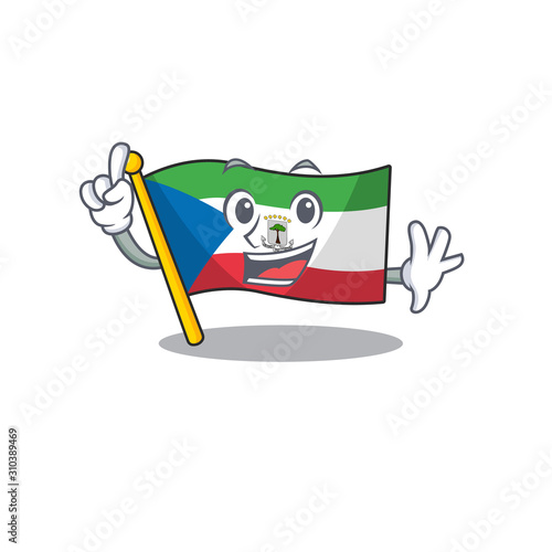 One Finger flag equatorial guinea Scroll in mascot cartoon character style