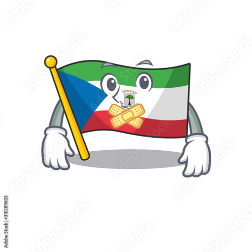 Flag equatorial guinea Scroll mascot cartoon character design on silent gesture