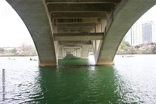 Under the bridge on the river in Austin Texas