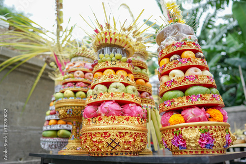 Gebogan or usually called Pajegan, is a form of offerings that is arrangement of fruits, snacks, and flowers which is created and creations by Hindus people in Bali. 