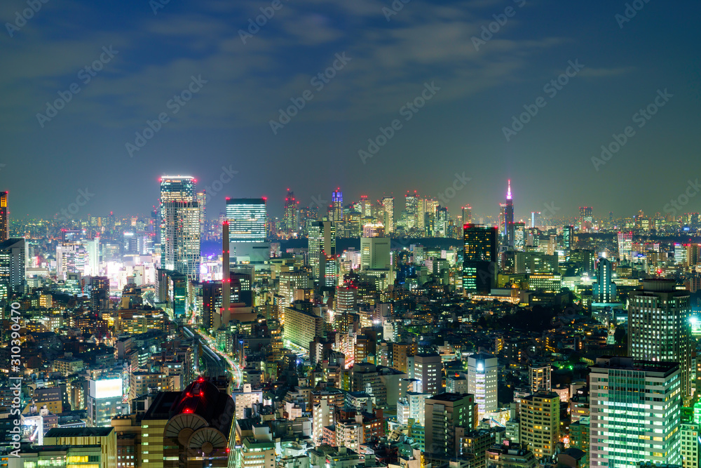 Naklejka premium 東京の夜景 渋谷、新宿方面