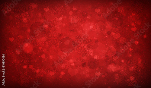 Christmas background red hearts. Valentine's Day.
