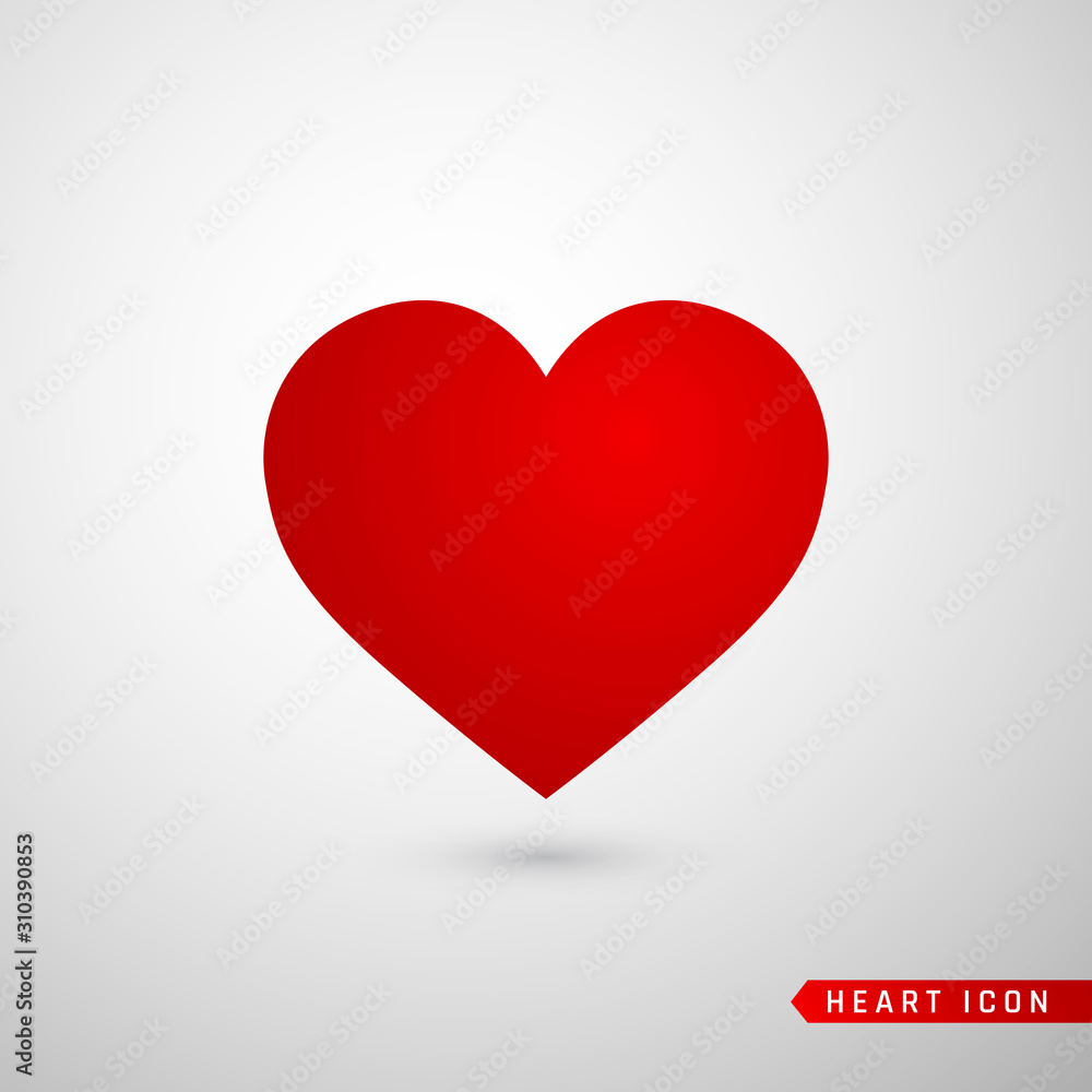 Heart flat icon. Love symbol isolated on gray background. Vector illustration
