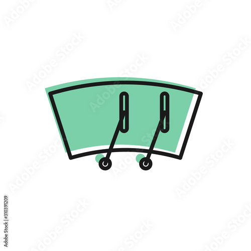 Black line Windscreen wiper icon isolated on white background. Vector Illustration
