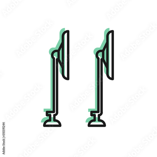 Black line Windscreen wiper icon isolated on white background. Vector Illustration