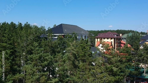 Wallpaper Mural Zlatibor, Serbia aerial view rising above woodlands to scenic apartment views across the pristine outdoors Torontodigital.ca