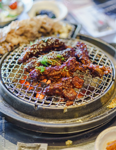 Having lunch with Korean food & other side dish