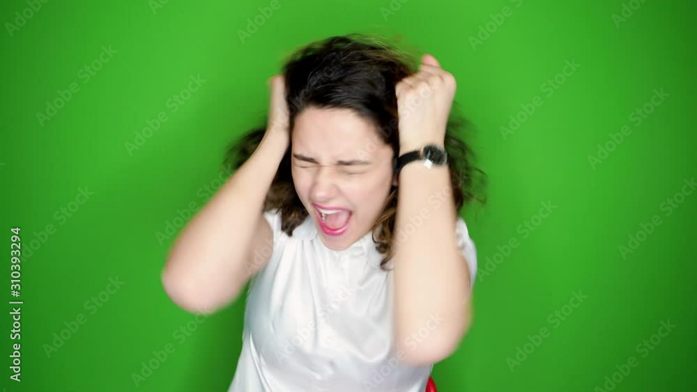 Young woman screaming and crying desperate closeup. Copy space. 4k Young woman screaming and crying desperate closeup. Copy space. 4k