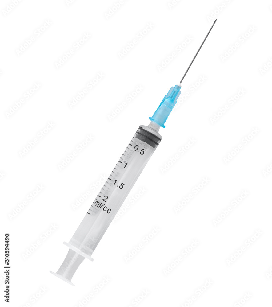 plastic syringe isolated on white background plastic syringe isolated on white background