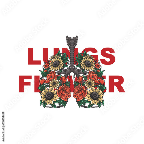 Lungs Flower Vector Hand drawing Illustration