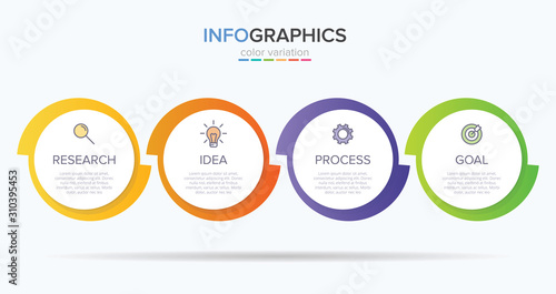 Infographic design with icons and 4 options or steps. Thin line vector. Infographics business concept. Can be used for info graphics, flow charts, presentations, web sites, banners, printed materials.