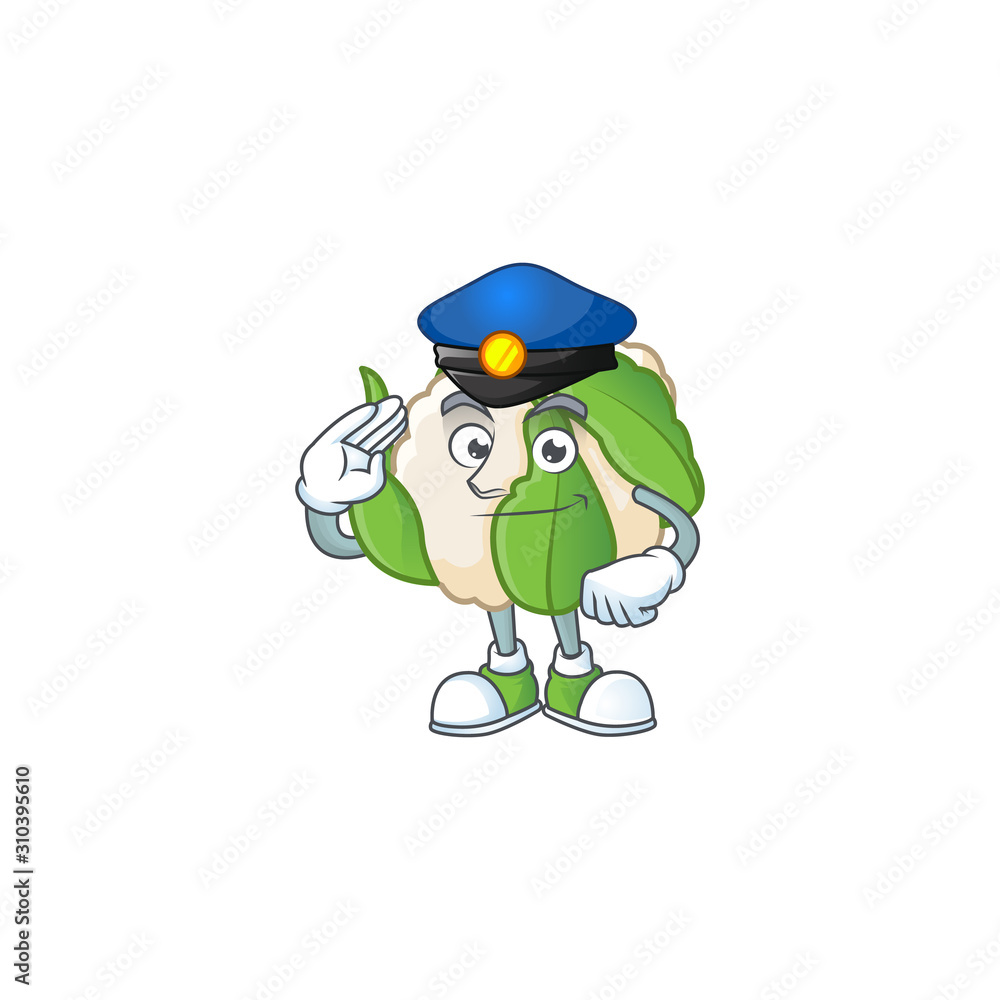 Cauliflower Cartoon in character a Police officer costume Stock Vector |  Adobe Stock