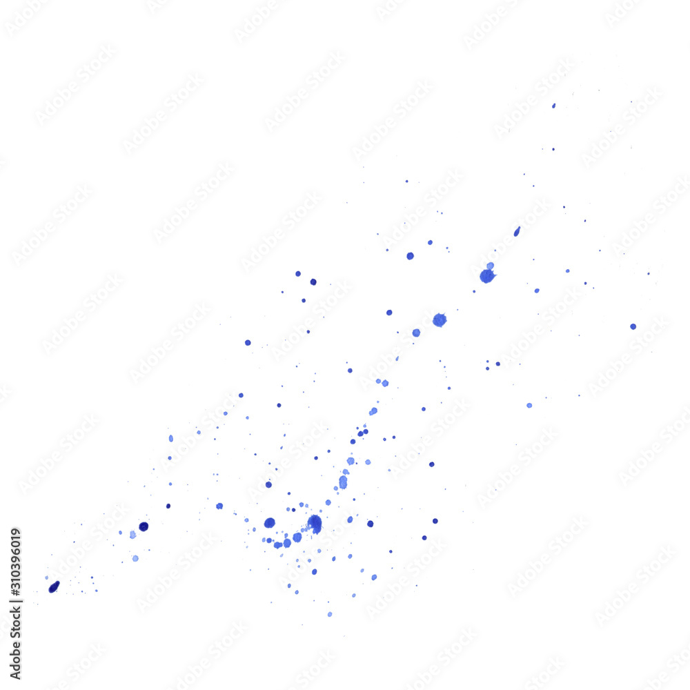 Watercolor dynamic blue spot splashes like brush spray Watercolor dynamic blue spot splashes like brush spray