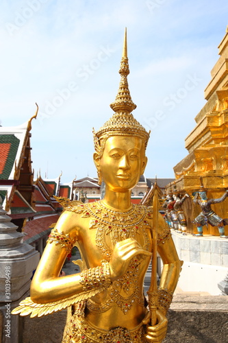 Kinorn statue,Mythological figures in temple of the Emerald Buddha,Wat Phra Kaew,Thai arts and culture