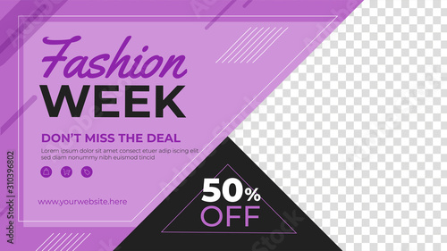 Fashion week banner template. Promotion sale banner for website, flyer and poster