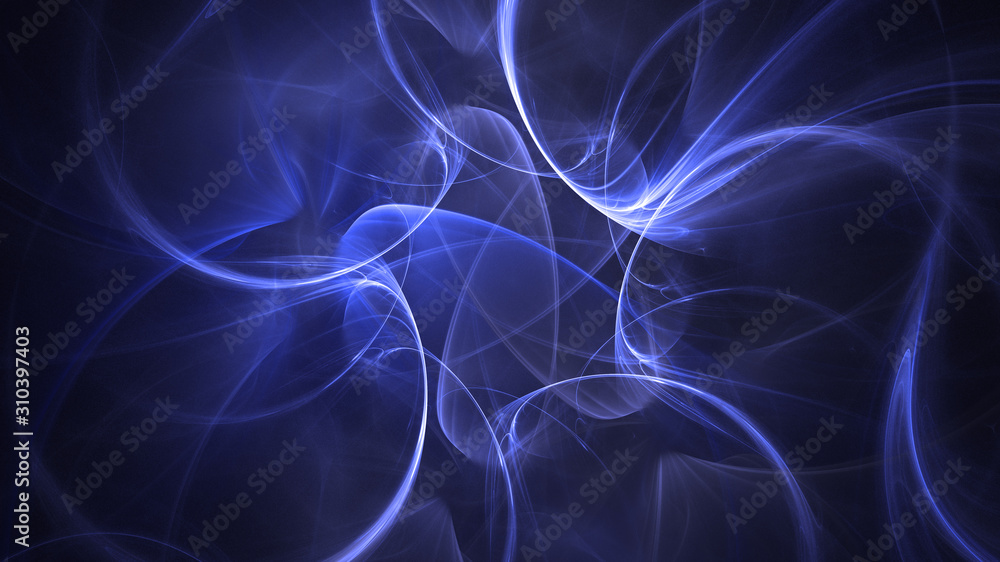 Obraz premium 3D rendering abstract blue fractal light background