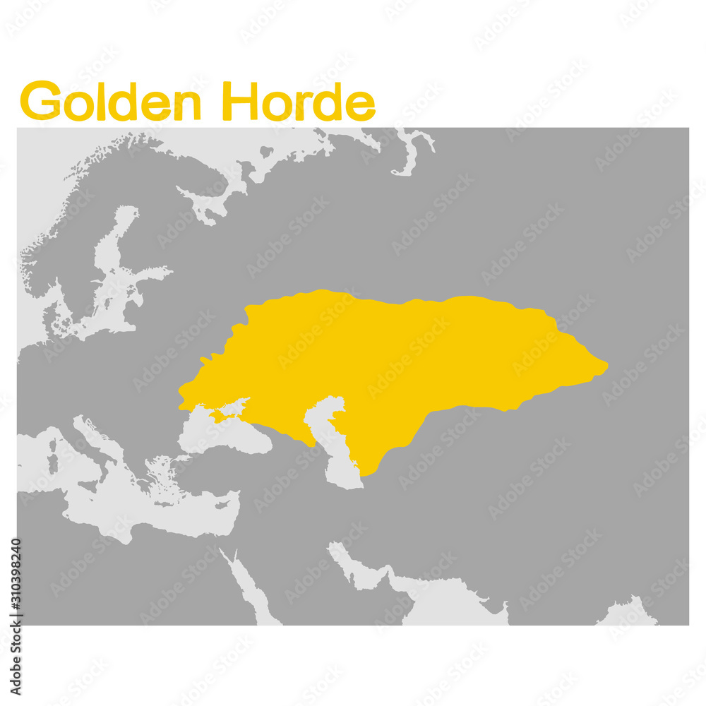 vector illustration with map of the Golden Horde