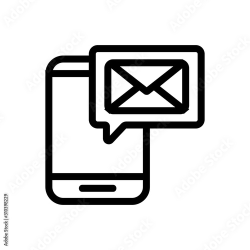 message on the phone icon vector. A thin line sign. Isolated contour symbol illustration