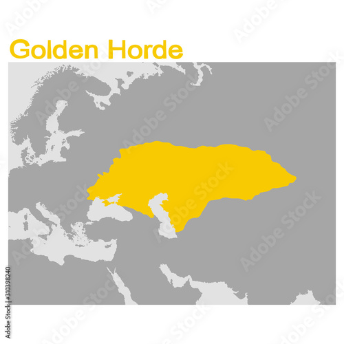 vector illustration with map of the Golden Horde