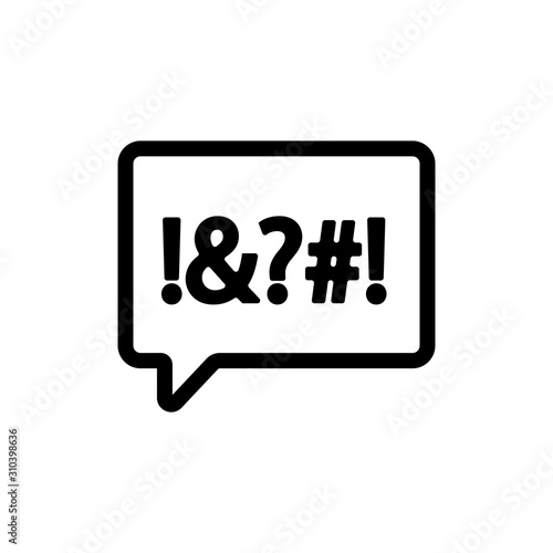 bad words icon vector. A thin line sign. Isolated contour symbol illustration